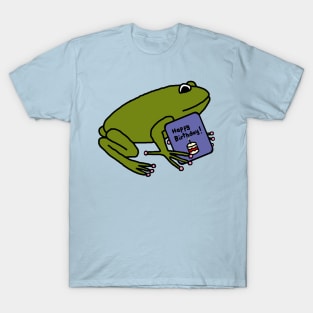 Cute Green Frog with Birthday Greetings T-Shirt